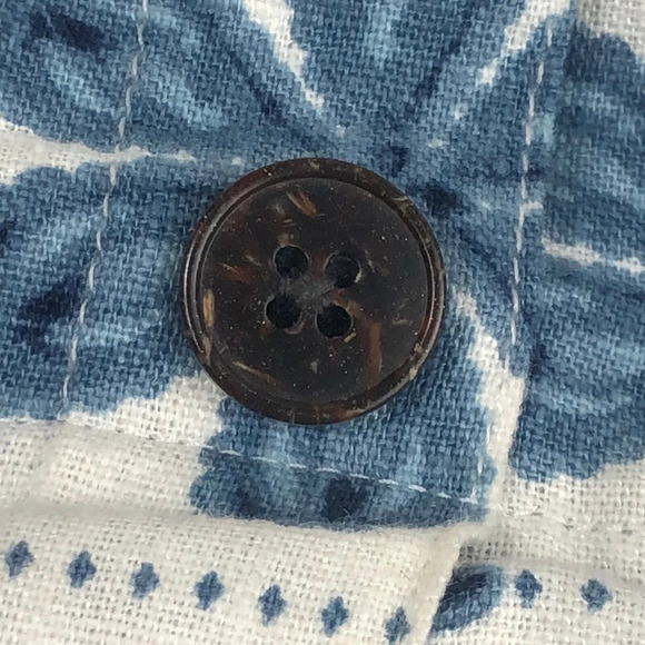 2/$30 Agua Bendita Top Women Size XXL Linen Blend Blue Floral Tile Print Cropped - Picture 9 of 15